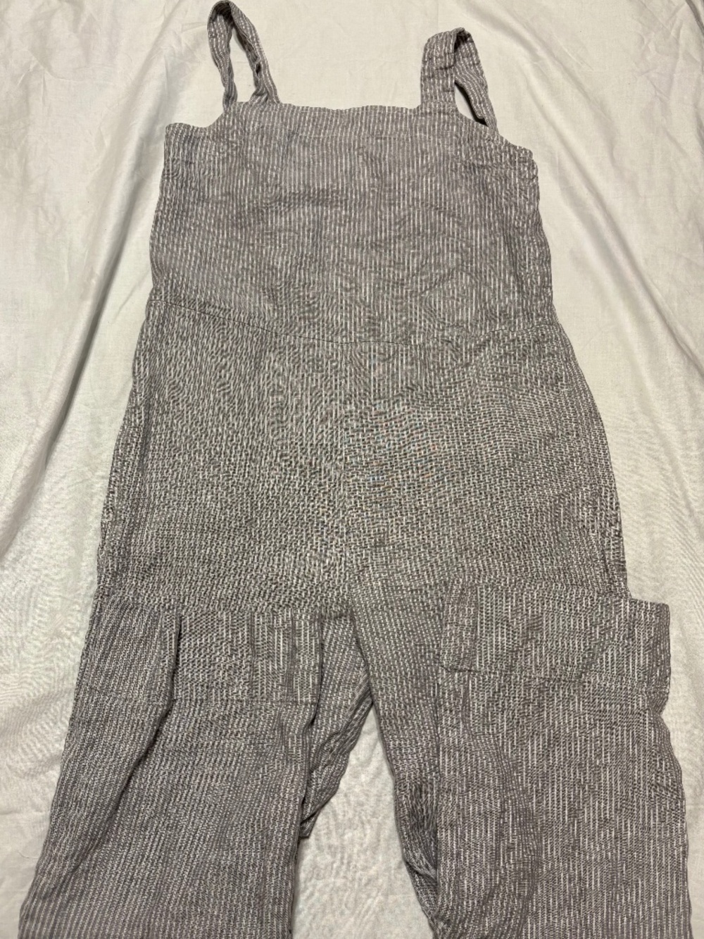 Everlane Linen Striped Jumpsuit Overalls Grey / White - Size 0